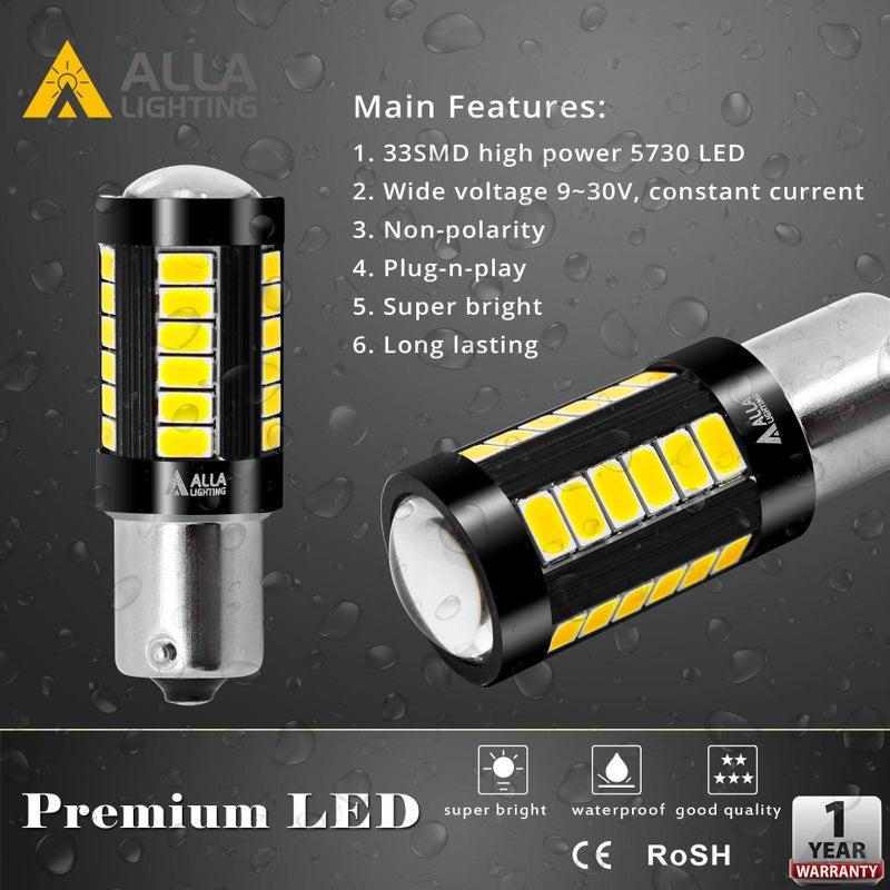 Alla Lighting 2800lm BA15S 1156 LED Bulbs, White Back-up Reverse/Signal/Brake/Tail/DRL Lights 7506 P21W 1141 3497 1003 1073 199 2396 93 97 6000K Xenon Super Bright 12V 5730 33-SMD Upgrade - Image 5